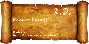 Korecz Dezső névjegykártya